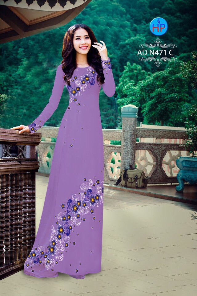 Vải áo dài hoa 3d AD N471 - Ảnh 10