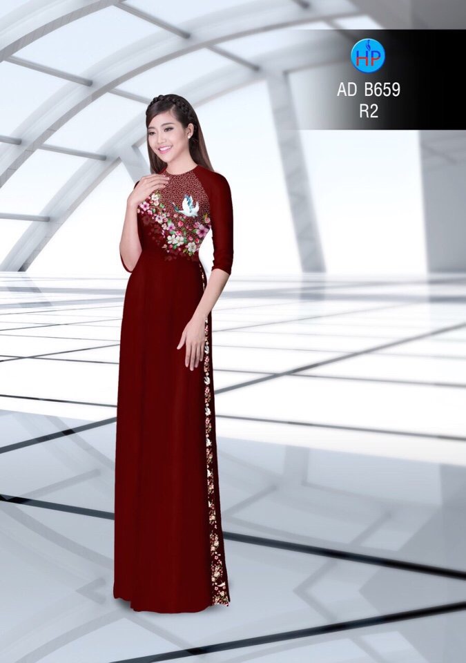 Vải áo dài hoa 3d AD B659 - Ảnh 7