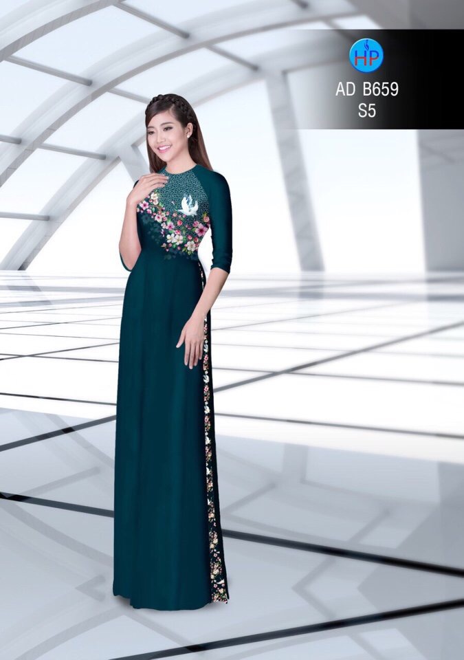 Vải áo dài hoa 3d AD B659 - Ảnh 4
