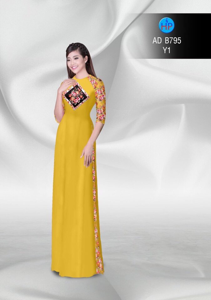 Vải áo dài hoa 3d AD B795 - Ảnh 18