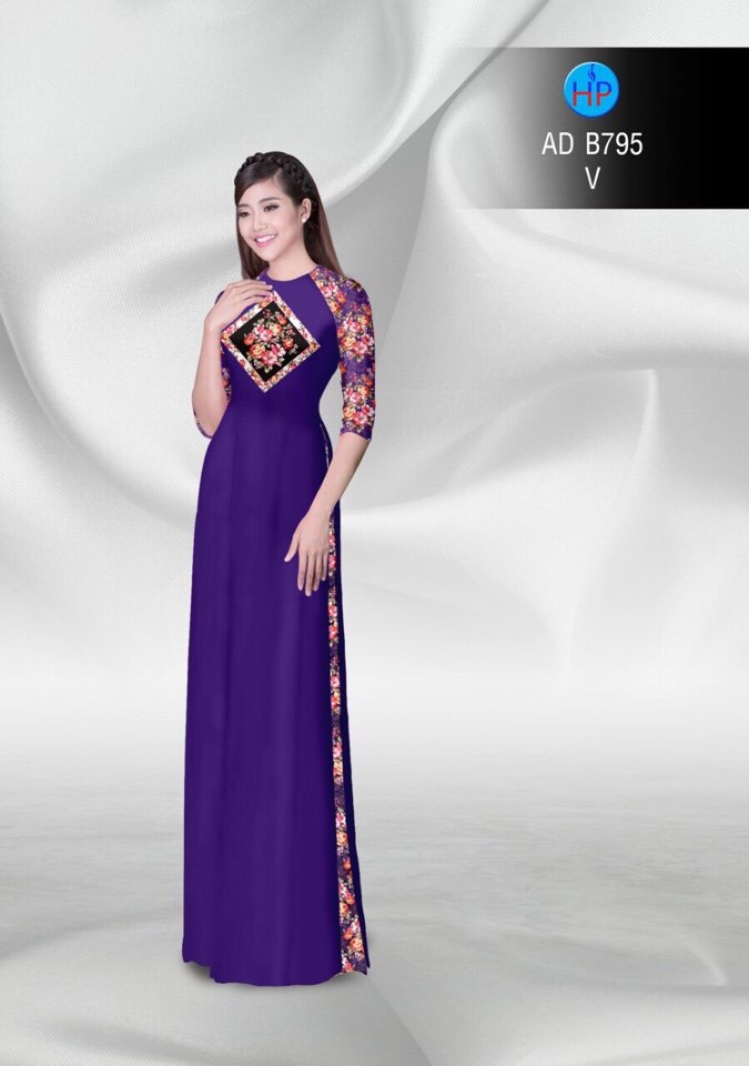 Vải áo dài hoa 3d AD B795 - Ảnh 17