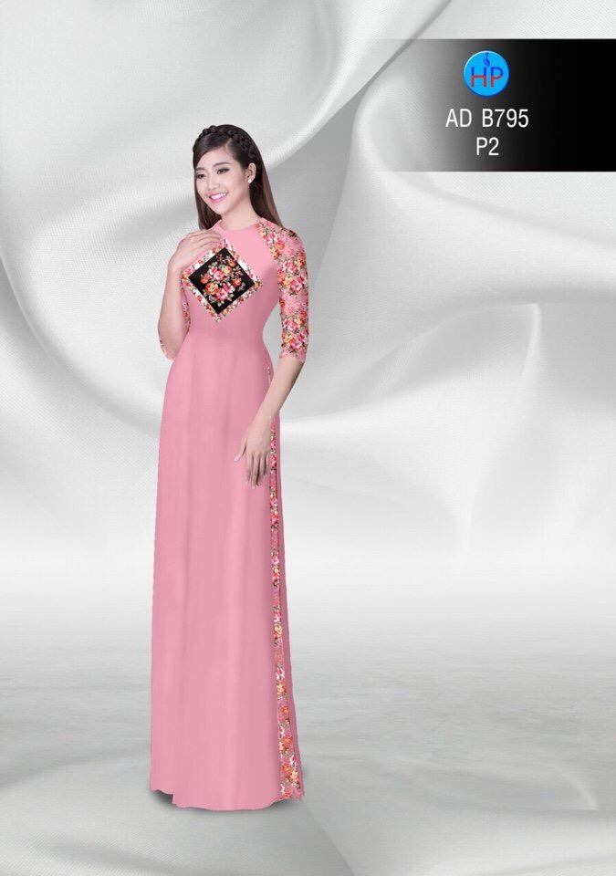 Vải áo dài hoa 3d AD B795 - Ảnh 9