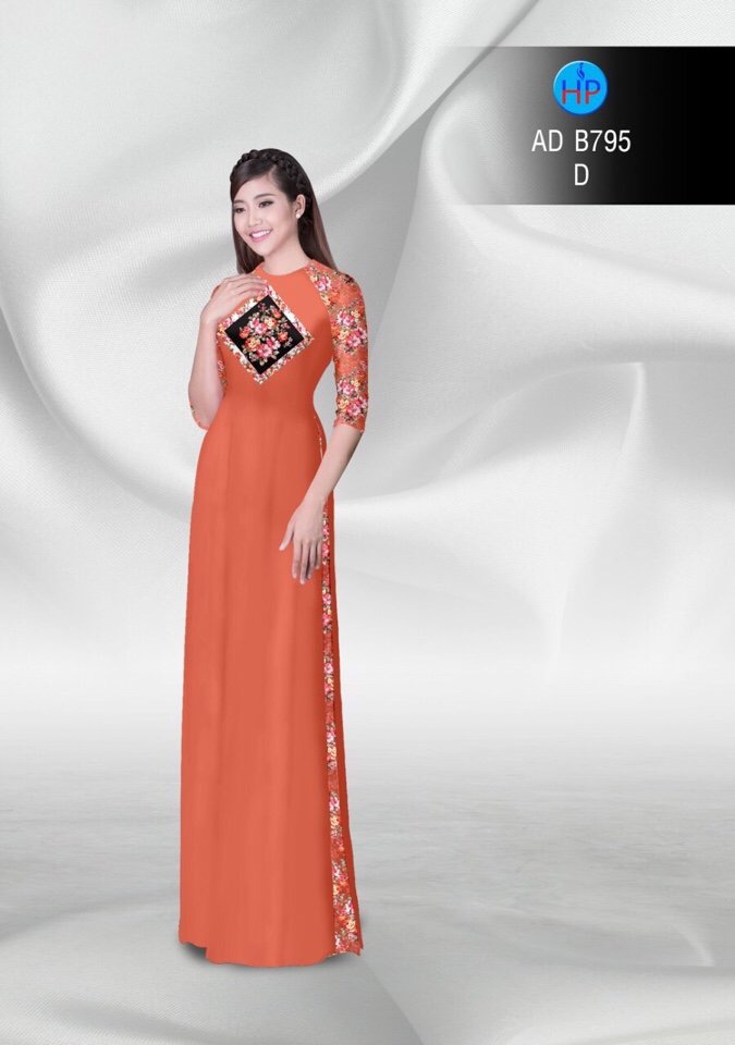 Vải áo dài hoa 3d AD B795 - Ảnh 7