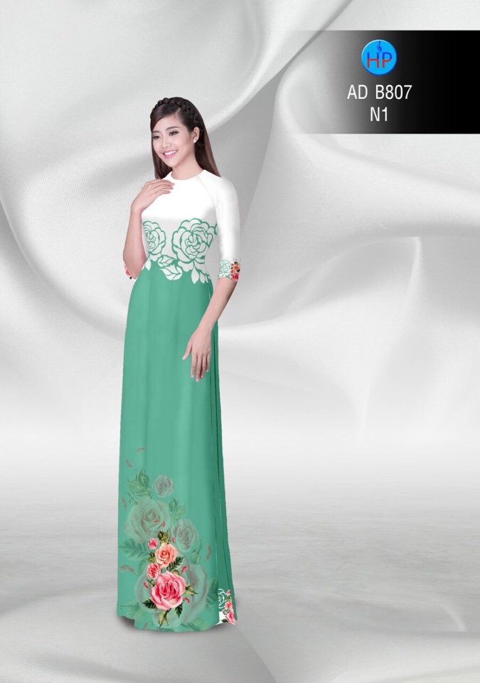 Vải áo dài hoa hồng AD B807 - Ảnh 2