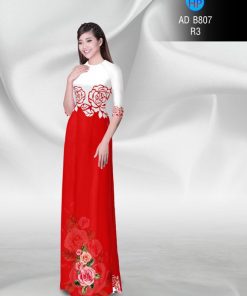Vải áo dài hoa hồng AD B807