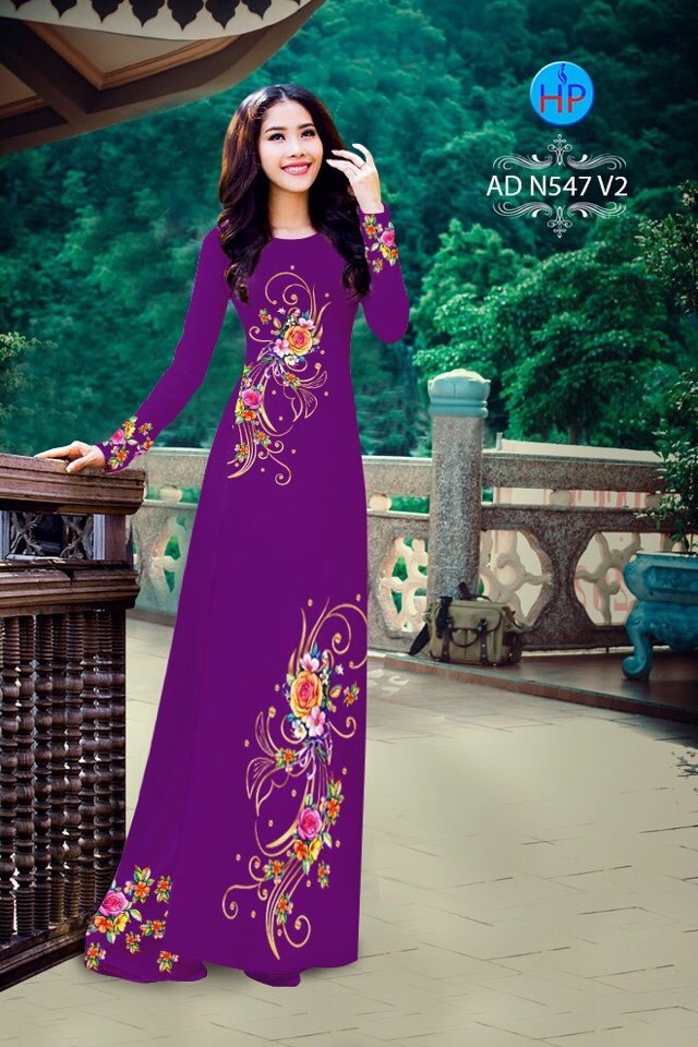 Vải áo dài hoa hồng AD N547 - Ảnh 7