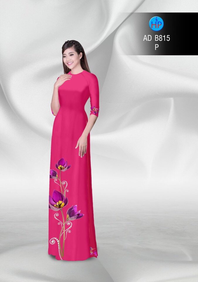 Vải áo dài hoa 3d AD B815 - Ảnh 3