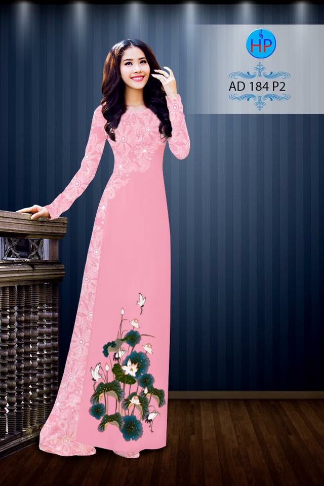 Vải áo dài hoa sen AD 184