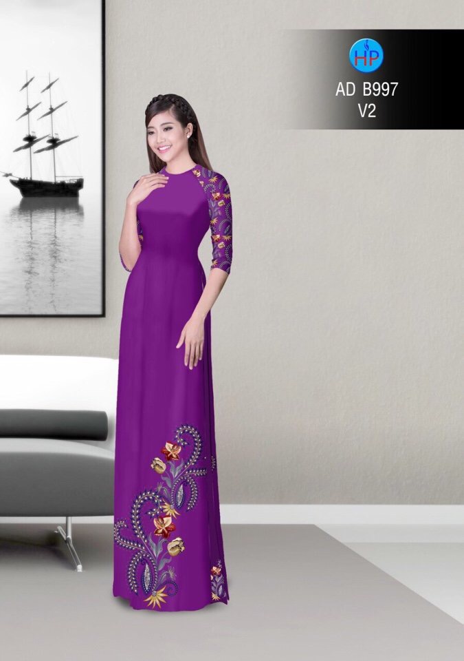 Vải áo dài hoa văn AD B997 - Ảnh 4