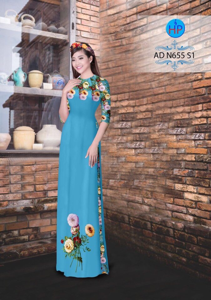 Vải áo dài hoa trên dưới AD N655 - Ảnh 15