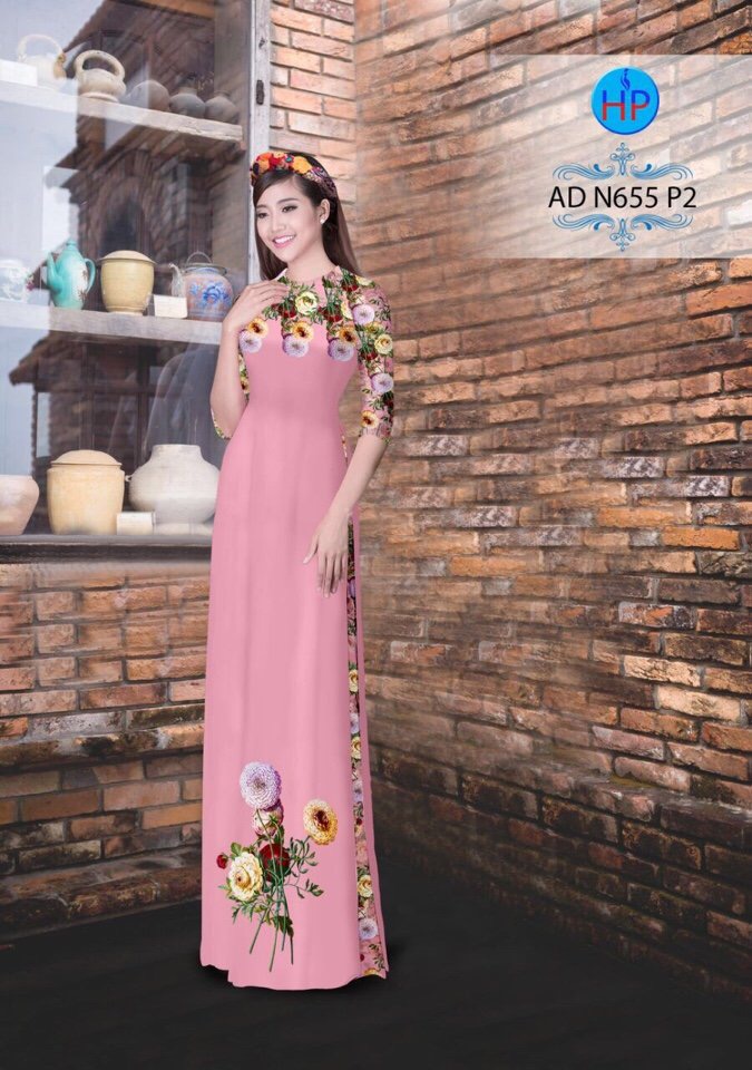 Vải áo dài hoa trên dưới AD N655 - Ảnh 13