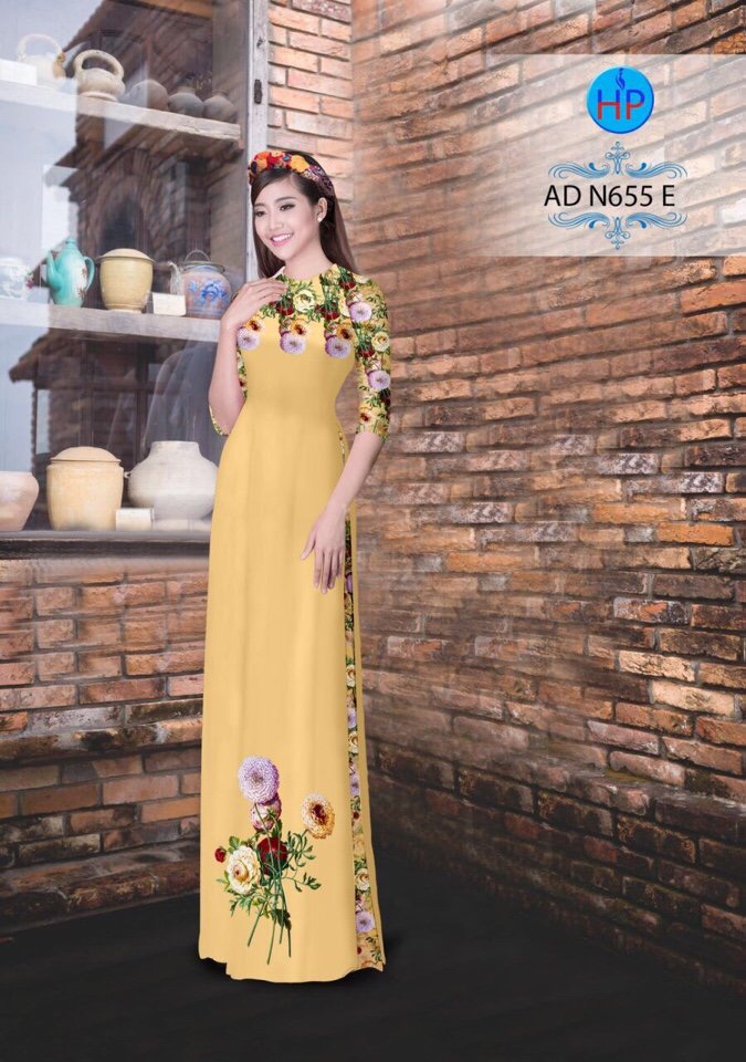 Vải áo dài hoa trên dưới AD N655 - Ảnh 10