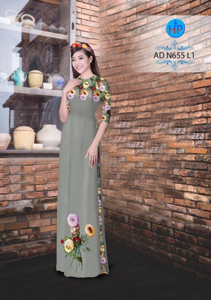 Vải áo dài hoa trên dưới AD N655 - Ảnh 7