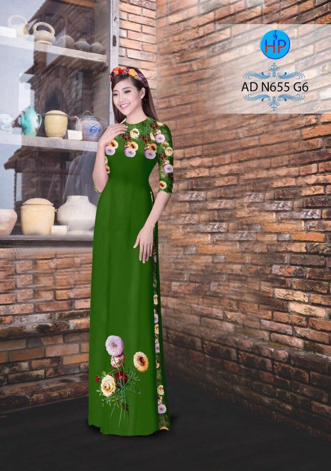 Vải áo dài hoa trên dưới AD N655 - Ảnh 6