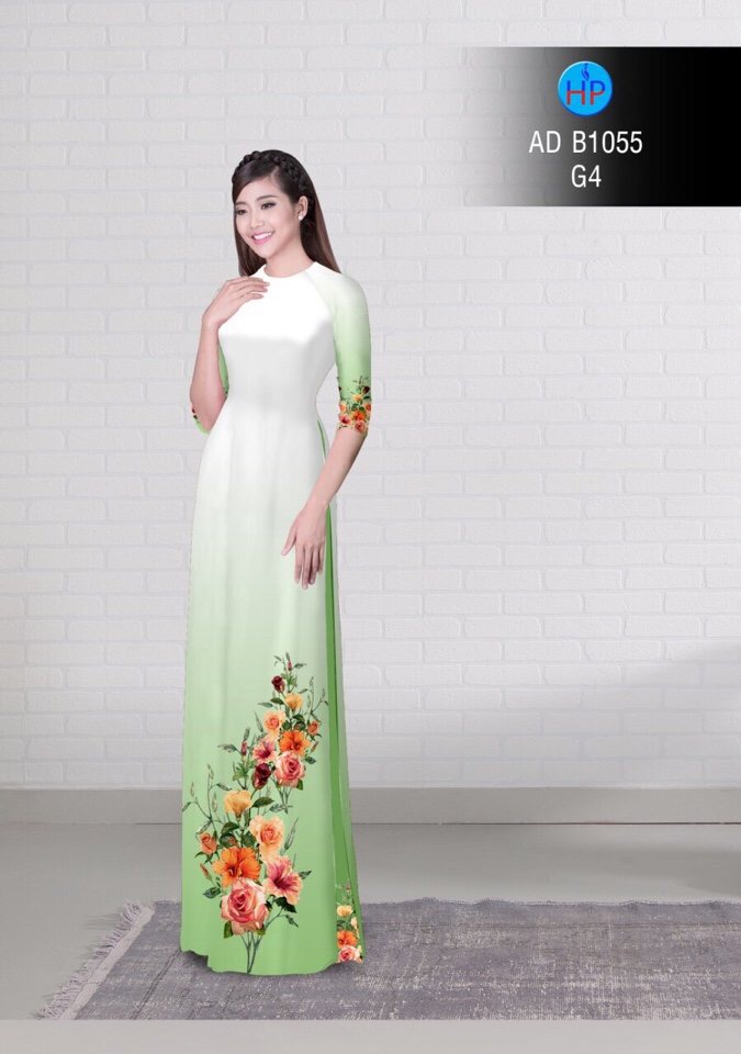 Vải áo dài hoa 3d AD B1055 - Ảnh 17