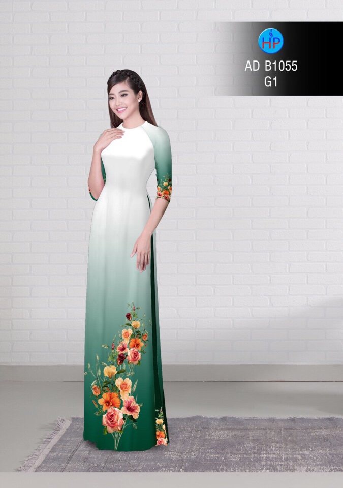 Vải áo dài hoa 3d AD B1055 - Ảnh 14