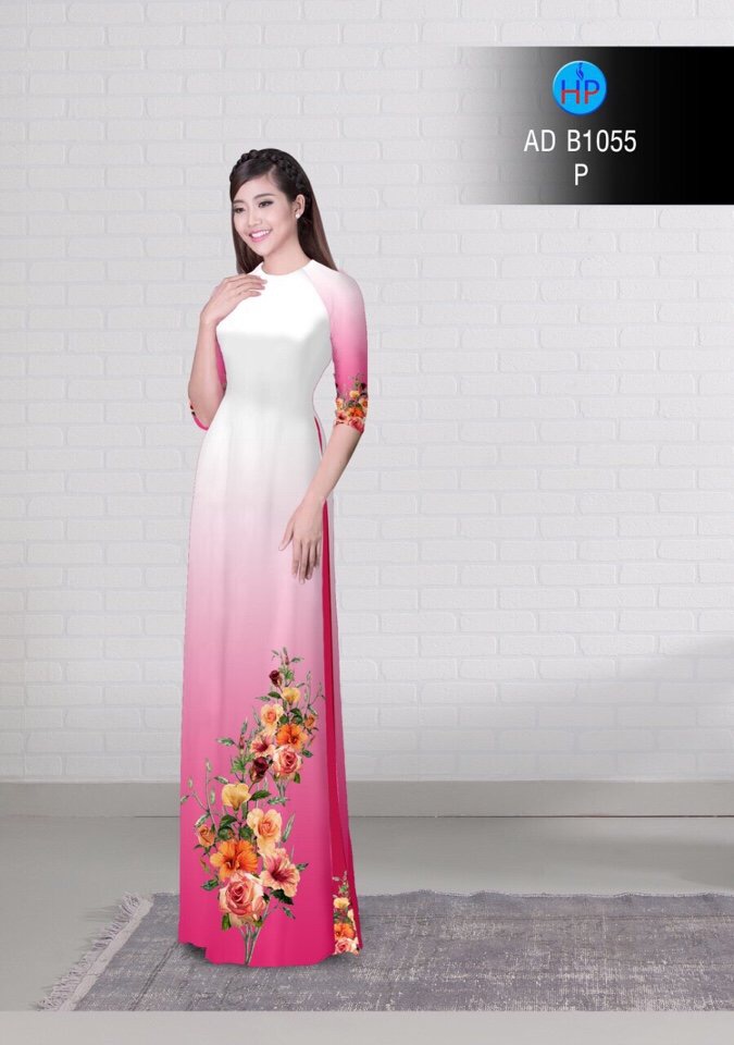 Vải áo dài hoa 3d AD B1055 - Ảnh 5