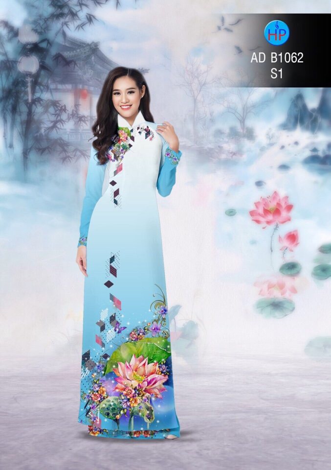 Vải áo dài hoa sen AD B1062