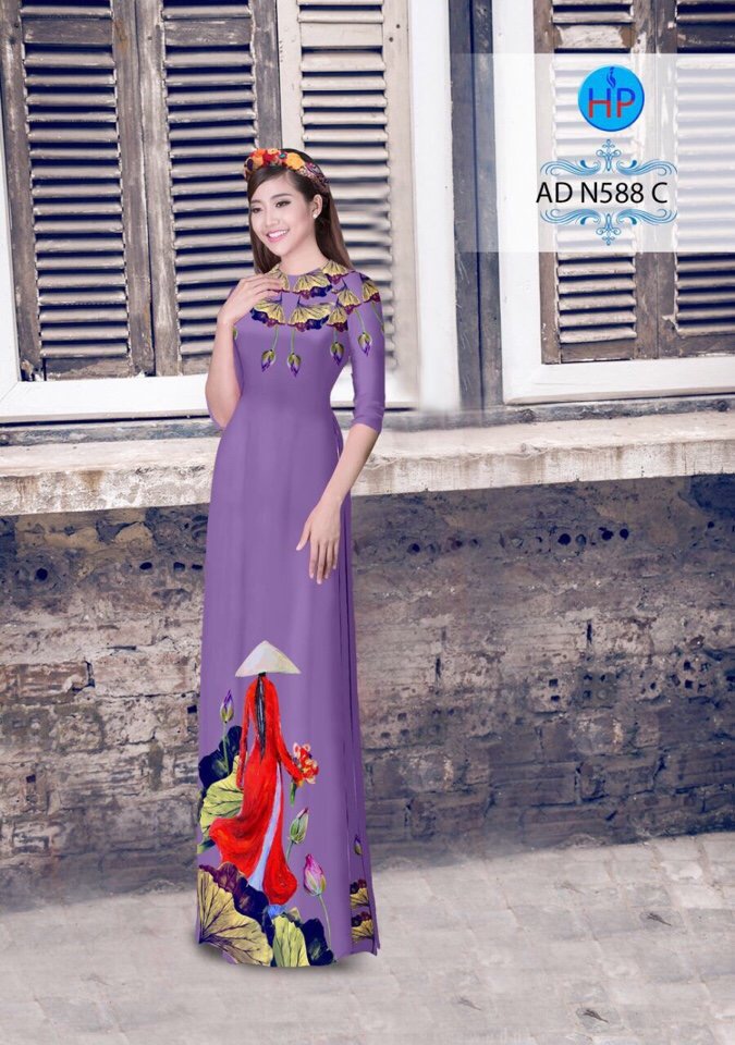 Vải áo dài hoa sen AD N588 - Ảnh 8