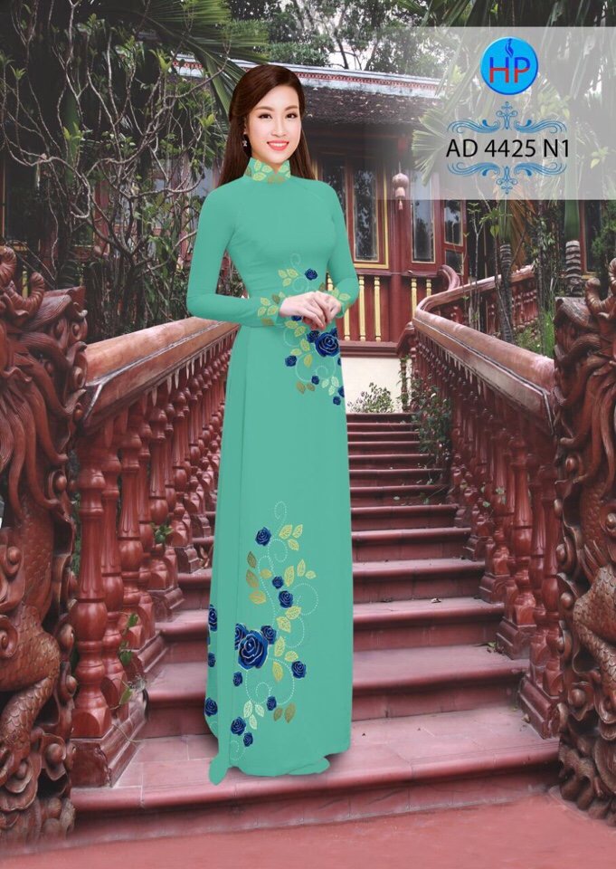 Vải áo dài hoa hồng AD 4425