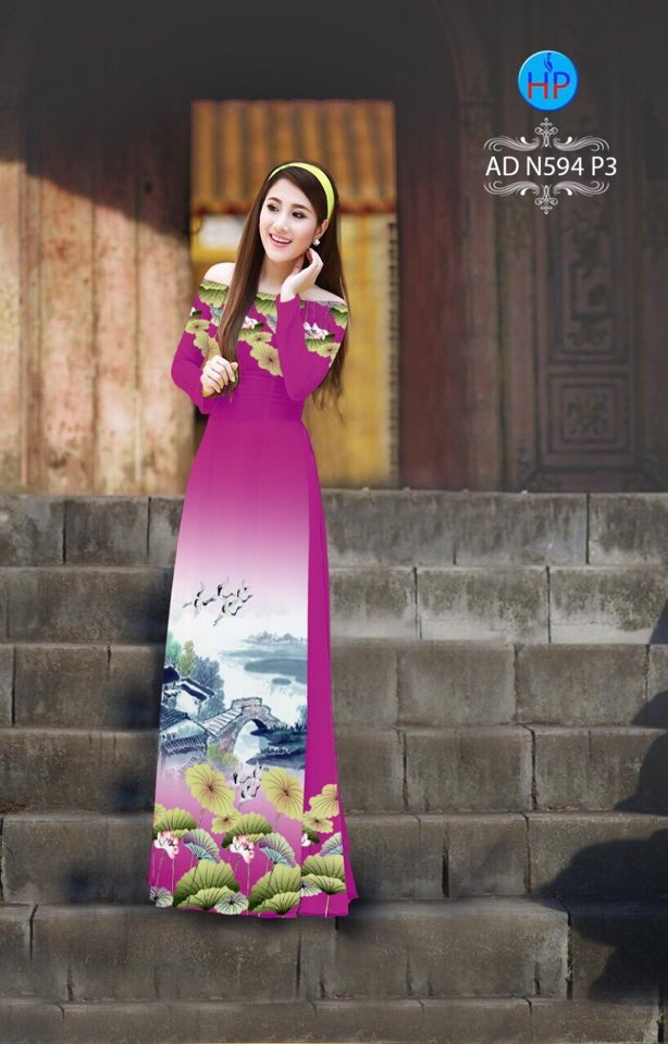 Vải áo dài phong cảnh AD N594