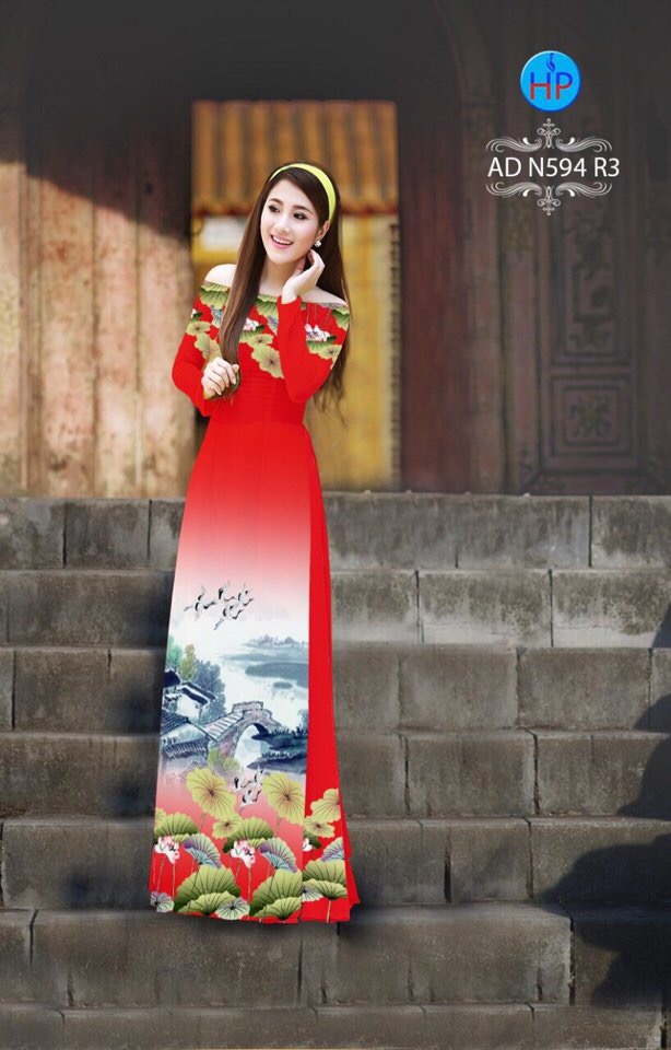 Vải áo dài phong cảnh AD N594 - Ảnh 2
