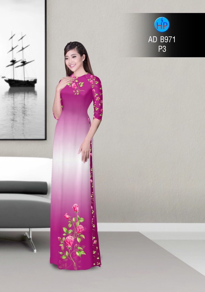 Vải áo dài hoa hồng AD B971 - Ảnh 7