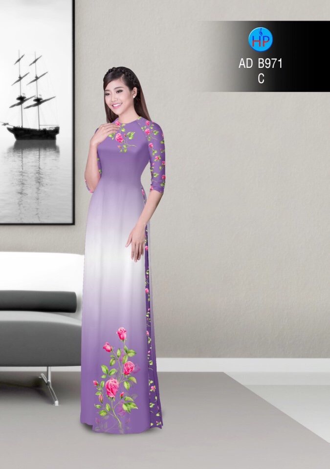 Vải áo dài hoa hồng AD B971 - Ảnh 5