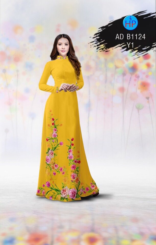 Vải áo dài hoa 3d AD B1124 - Ảnh 16
