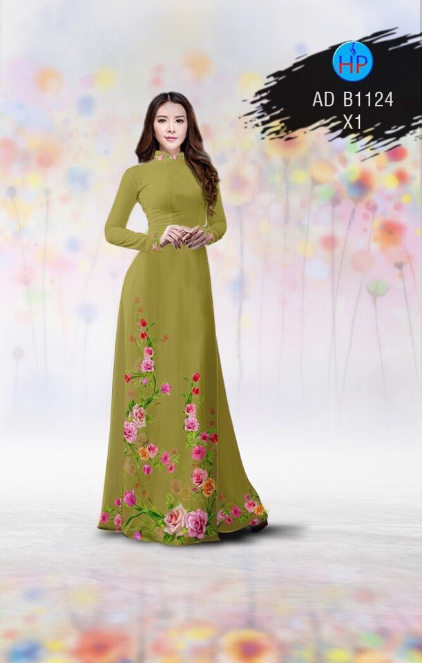 Vải áo dài hoa 3d AD B1124 - Ảnh 14