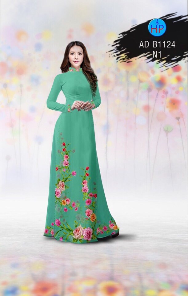 Vải áo dài hoa 3d AD B1124 - Ảnh 9