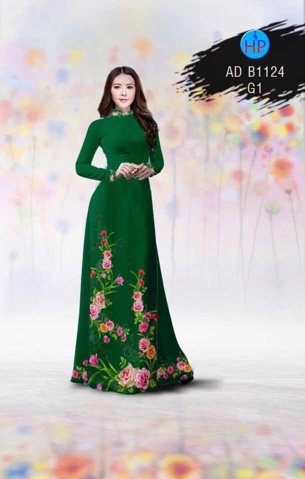 Vải áo dài hoa 3d AD B1124 - Ảnh 7
