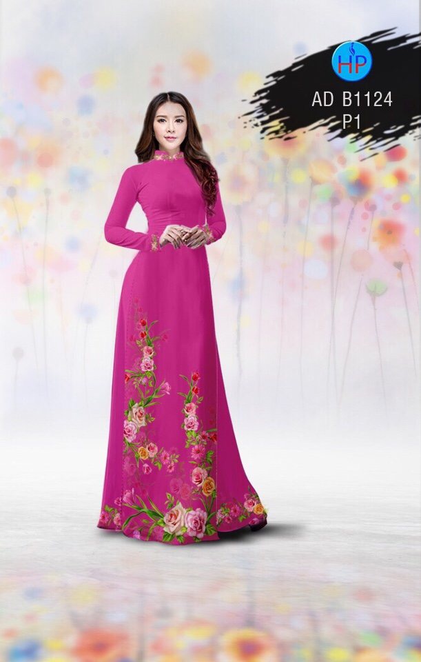 Vải áo dài hoa 3d AD B1124 - Ảnh 6