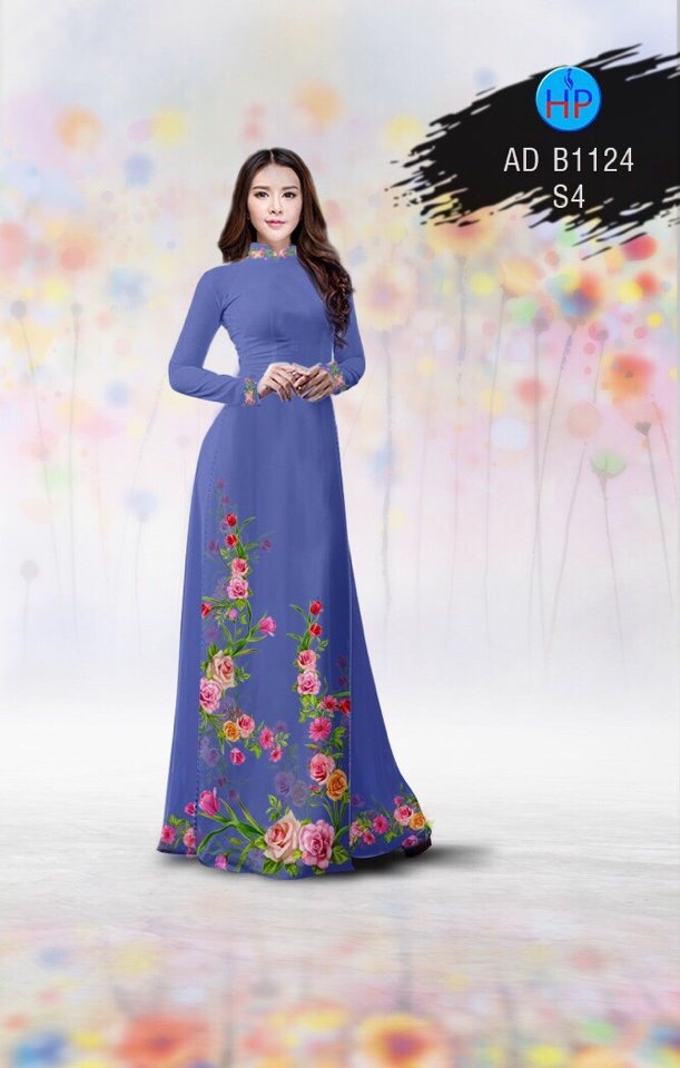 Vải áo dài hoa 3d AD B1124 - Ảnh 2
