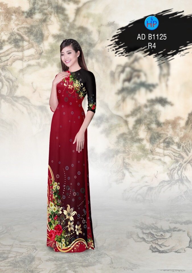 Vải áo dài hoa trên dưới AD B1125 - Ảnh 14