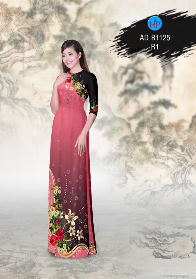 Vải áo dài hoa trên dưới AD B1125 - Ảnh 12