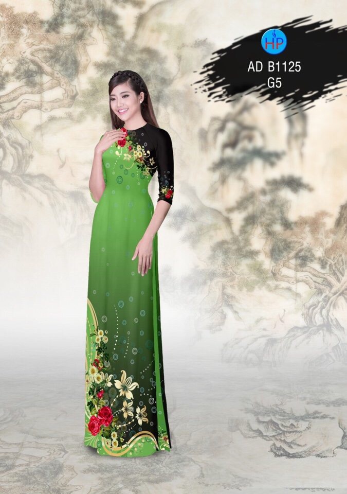 Vải áo dài hoa trên dưới AD B1125 - Ảnh 7