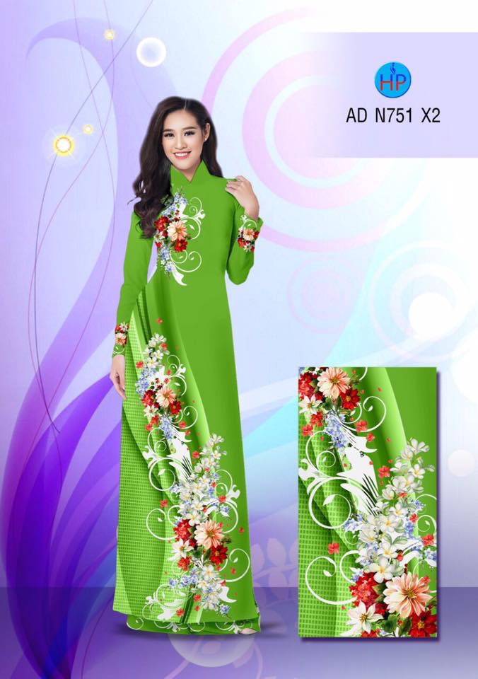 Vải áo dài hoa 3D AD N751