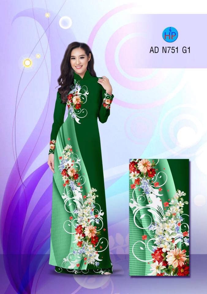 Vải áo dài hoa 3D AD N751 - Ảnh 16