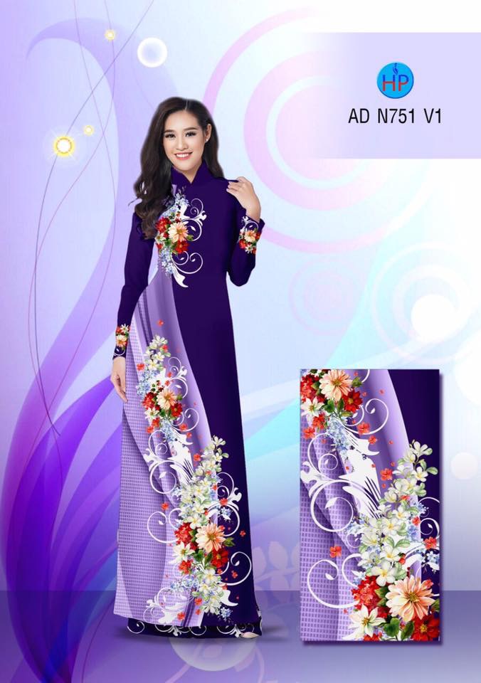 Vải áo dài hoa 3D AD N751 - Ảnh 14