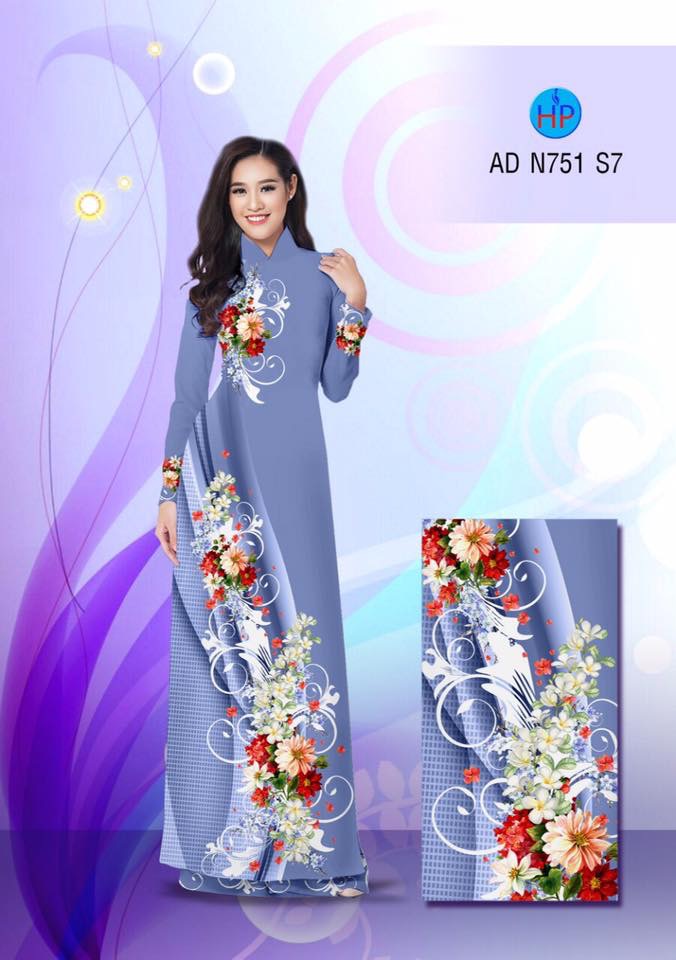 Vải áo dài hoa 3D AD N751 - Ảnh 11