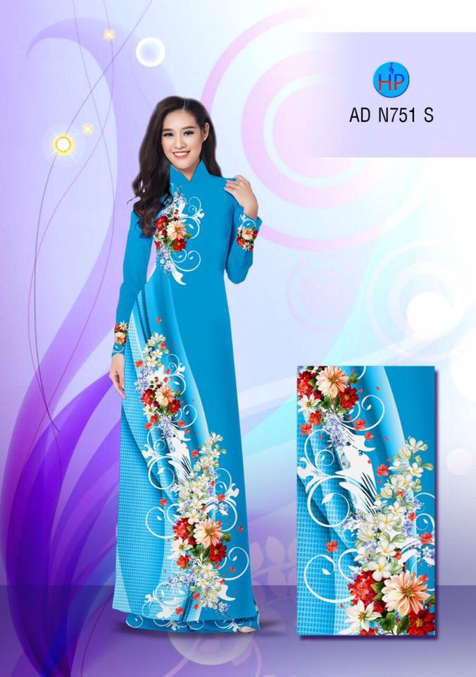 Vải áo dài hoa 3D AD N751 - Ảnh 10