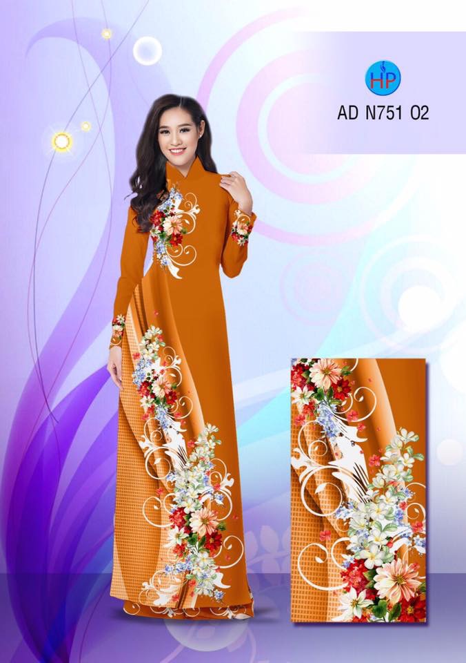Vải áo dài hoa 3D AD N751 - Ảnh 6