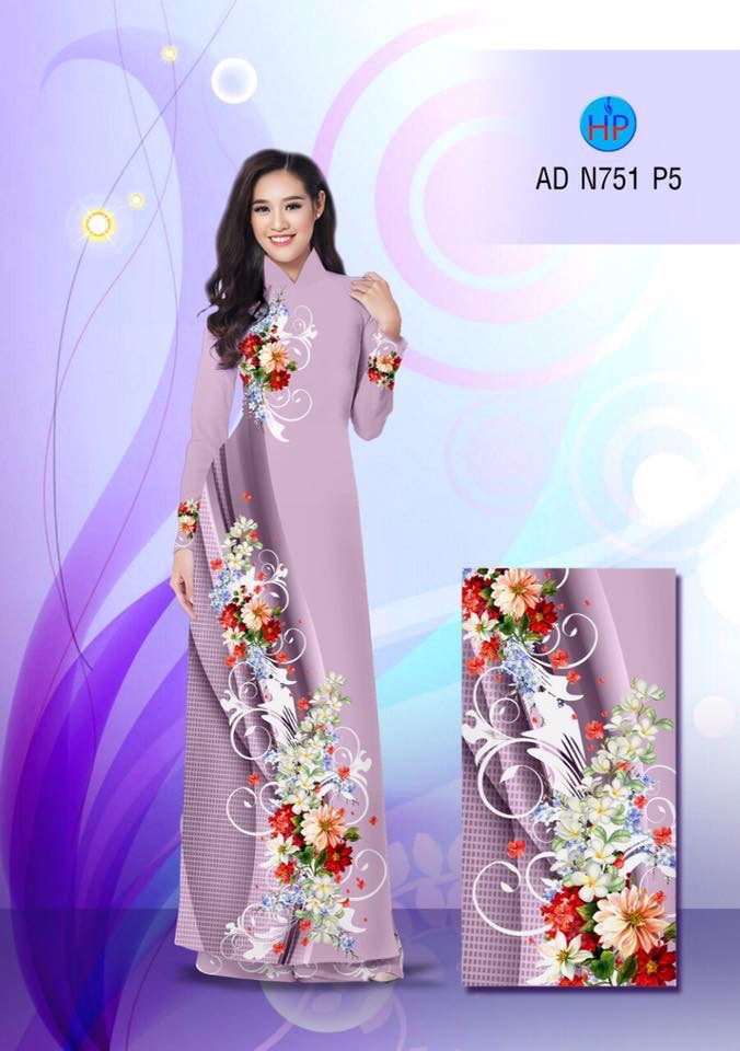 Vải áo dài hoa 3D AD N751 - Ảnh 5
