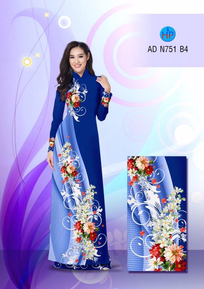 Vải áo dài hoa 3D AD N751 - Ảnh 4