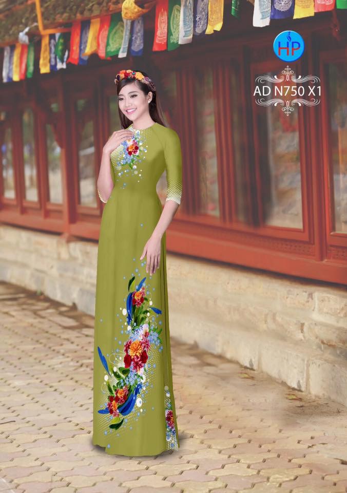 Vải áo dài hoa 3d AD N750 - Ảnh 11