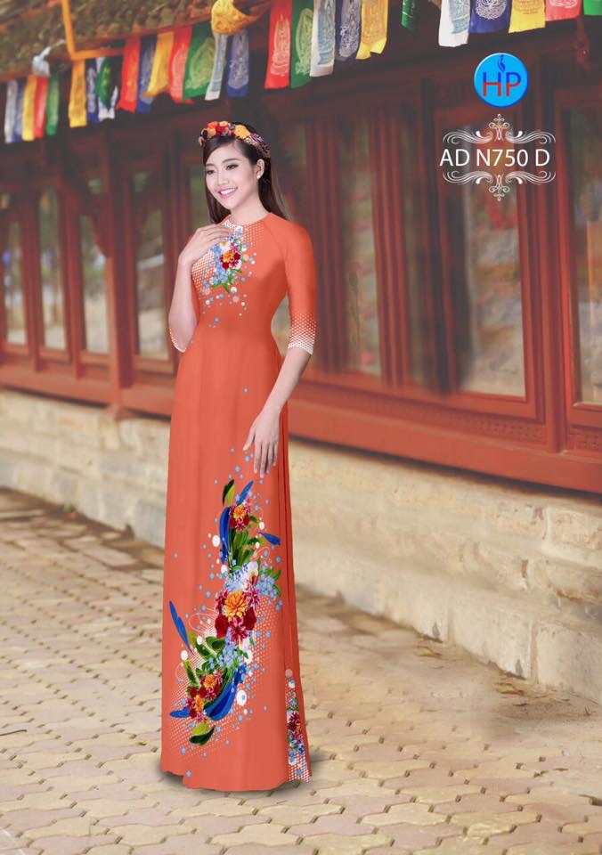Vải áo dài hoa 3d AD N750 - Ảnh 7