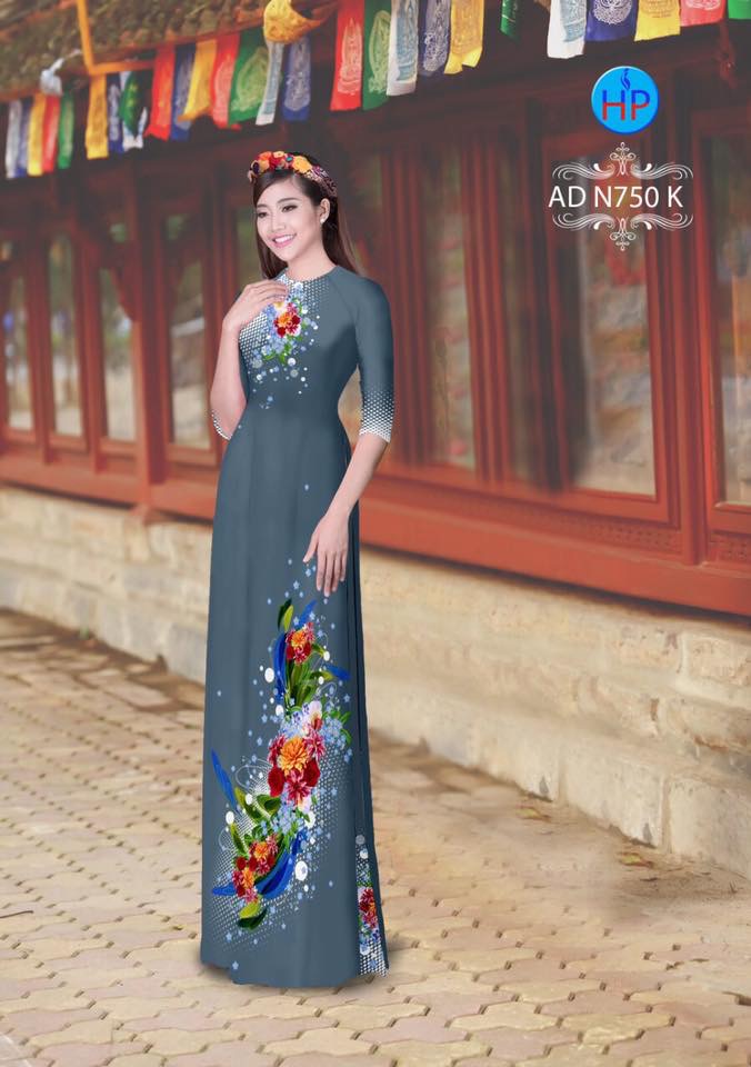 Vải áo dài hoa 3d AD N750 - Ảnh 6