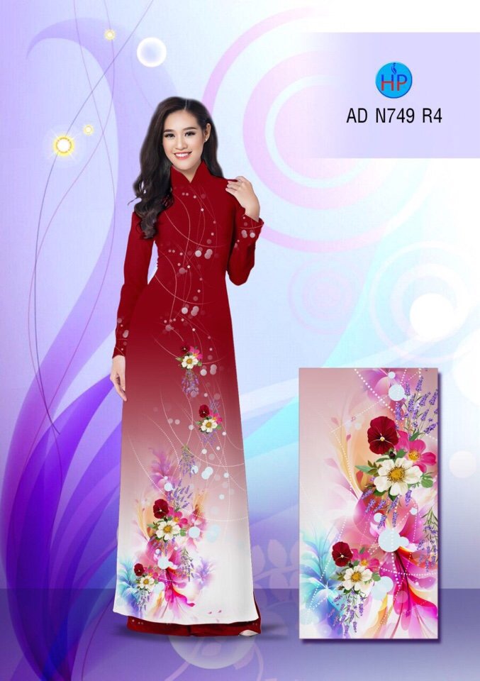 Vải áo dài hoa 3D AD N749 - Ảnh 18