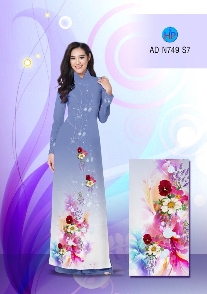 Vải áo dài hoa 3D AD N749 - Ảnh 16